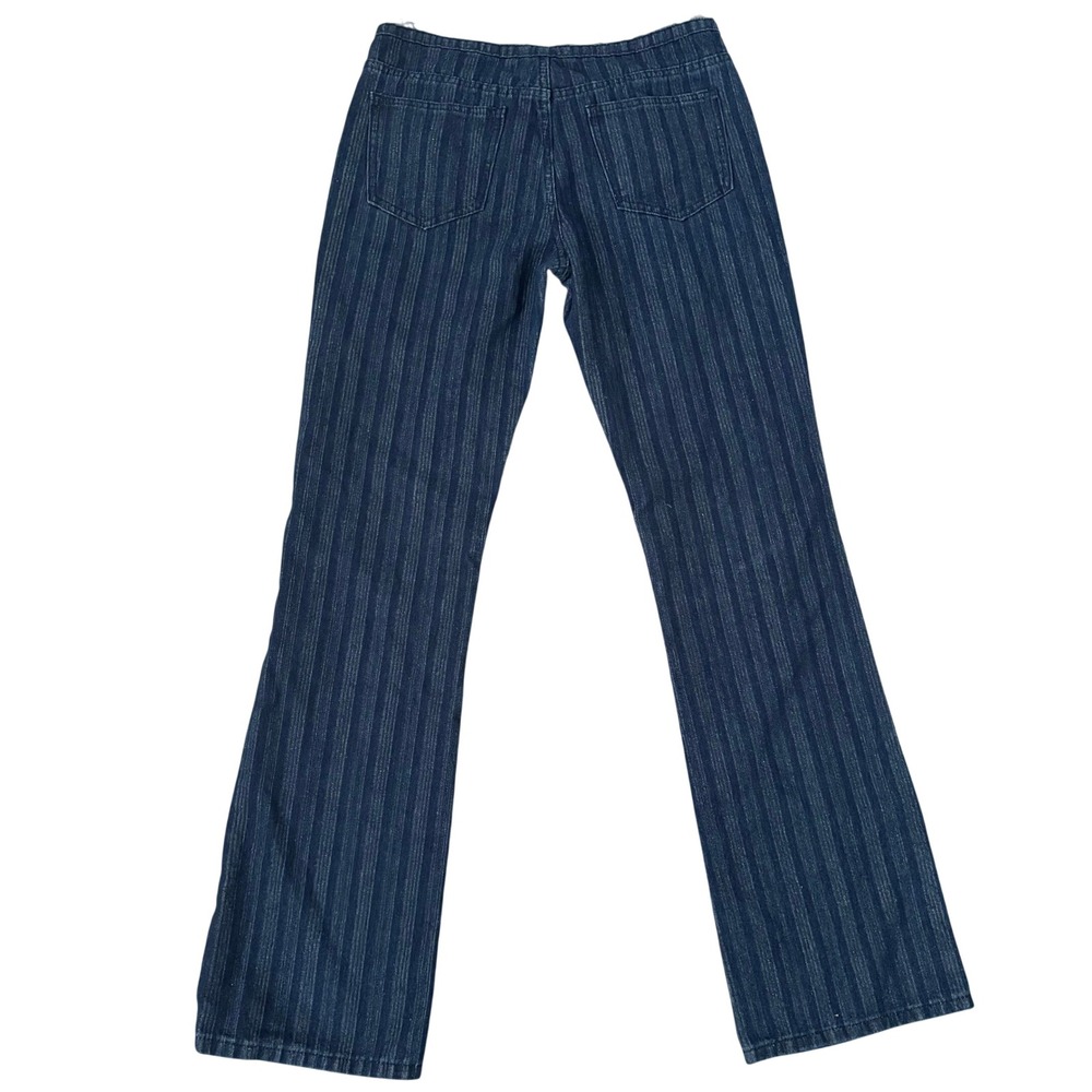 EUC Lioness Charismatic Mid Rise Flare‎ Jeans Sz M Dark Denim Blue Striped y2k - Picture 4 of 7